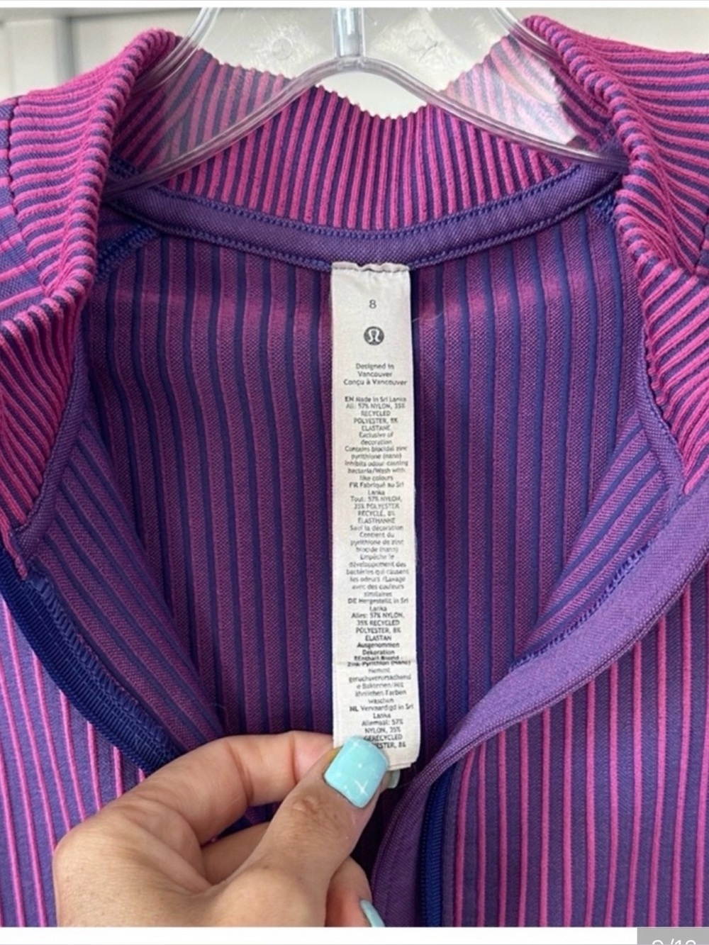 Lululemon Rest Less Cropped Half Zip Psychic Purple Sonic Pink Rib Size 8 - Picture 6 of 7